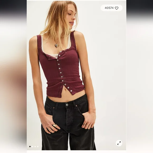 NWOT Free People Intimately End Game Pointelle Tank - Picture 1 of 8